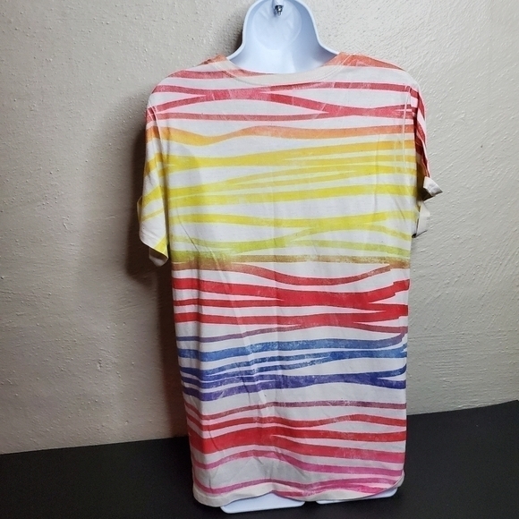 The Ohio State Buckeyes Shirt Women 2XL Rainbow Striped Crew Neck - Picture 2 of 7